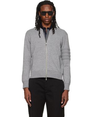 Thom Browne Blouson Aviateur Gris À Quatre Rayures