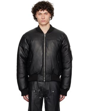DEADWOOD Bofinger Padded Leather Bomber Jacket - Black