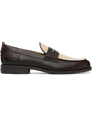 HUGO Crocodile Vamp Leather Loafers - Black