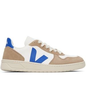 Veja ホワイト&ブラウン V-10 レザースニーカー - ブラック