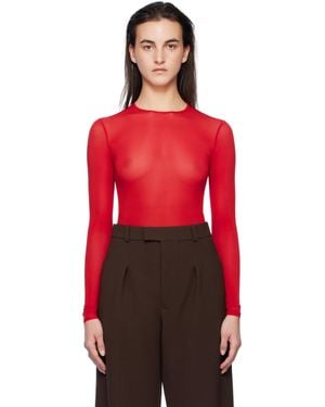 Wardrobe NYC Sheer Bodysuit - Red