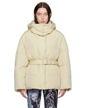 Sacai オフホワイト ベルト付き フェイクファー コート