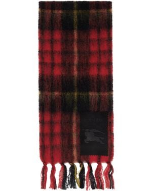 Burberry Check Mohair Wool Scarf - Red
