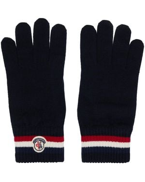 Moncler Tricolour Wool Gloves - Blue