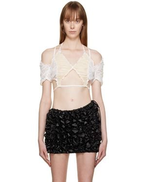 ESTER MANAS Off- Ruched T-Shirt - Black