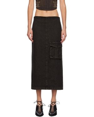 Miaou Freya Denim Maxi Skirt - Black