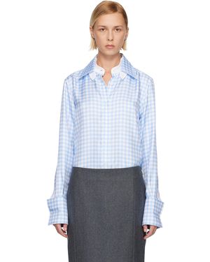 Thom Browne Silk Twill Gingham Shirt - Blue