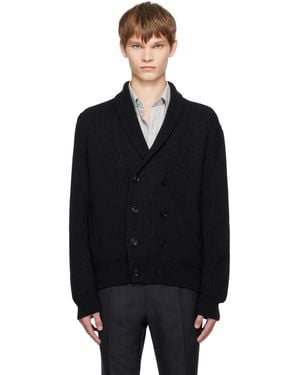 Tom Ford Wool Silk Shawl Collar Cardigan - Black