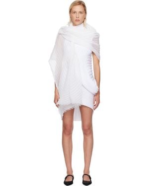 Issey Miyake Écharpe De Style Étole Blanche En Soie Et Laine À Plis - Noir