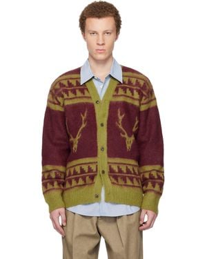 South2 West8 Mohair V-Neck Cardigan - Red