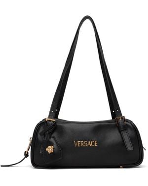 Versace Tag Bowling Shoulder Bag - Black