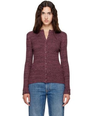 Rabanne Burgundy Ribbed Cardigan - Red