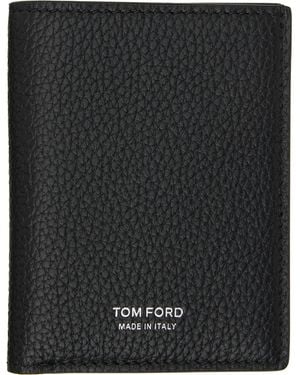 Tom Ford Grain Leather Folding Card Holder - Black