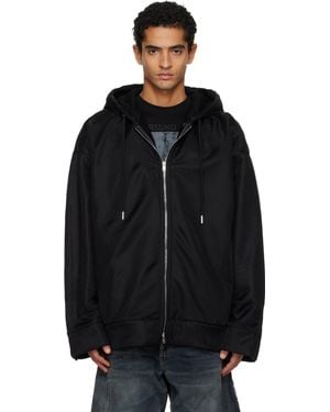 MASTERMIND WORLD Sheer Layered Zip-Up Jacket - Black