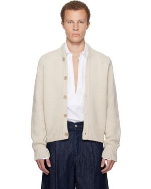 Dries Van Noten Off- Merino Wool Cardigan - White