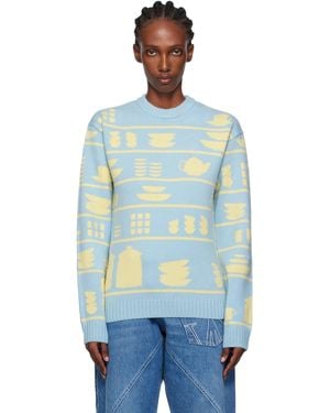 JW Anderson ブルー＆イエロー Crockery ジャカード セーター