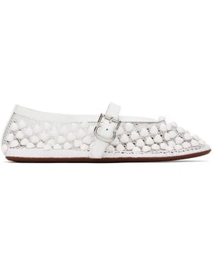 Alaïa ホワイト スタッズ フィッシュネット フラットシューズ