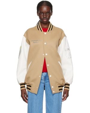 Stella McCartney Beige & White Vitruvian Bomber Jacket - Blue