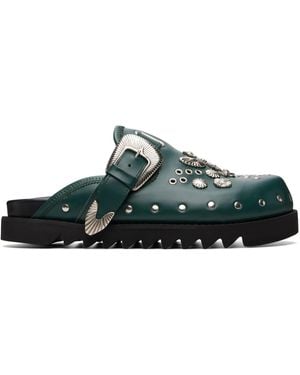 Toga Virilis Ssense Exclusive Eyelet Metal Sabot Slip-On Loafers - Green