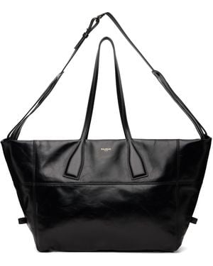 Balmain Track Zips Calfskin Tote Bag - Black