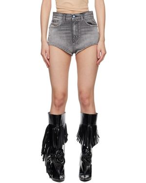 DIESEL Frayed Hems Denim Shorts - Black
