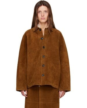 Studio Nicholson Tan Bowe Suede Jacket - Brown