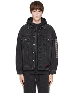 Alexander Wang Flasher Graphic Oversized Denim Trucker Jacket - Black