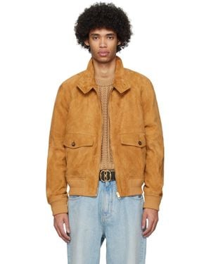 Bally ブラウン シャツカラー レザージャケット - オレンジ