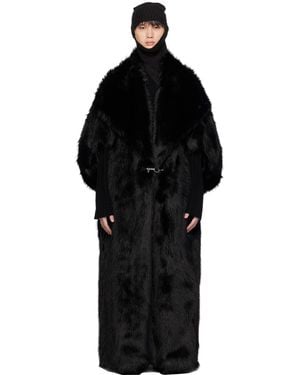 Chen Peng Wilderness Faux-fur Coat - Black