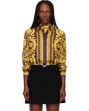 Versace Burgundy & Printed Silk Shirt - Orange