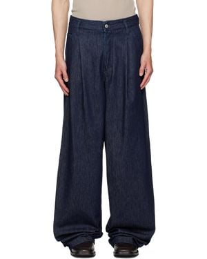 Dries Van Noten ネイビー タック ジーンズ - ブルー