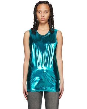 Doublet Stud Embroidered Metallic Tank Top - Blue