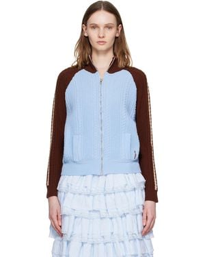 ShuShu/Tong Color-Block Raglan Sleeve Knit Cardigan - Blue