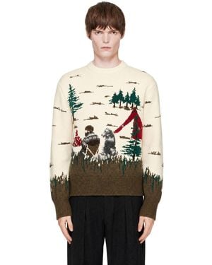 Junya Watanabe Off- & Khaki Wool Sweater - Black