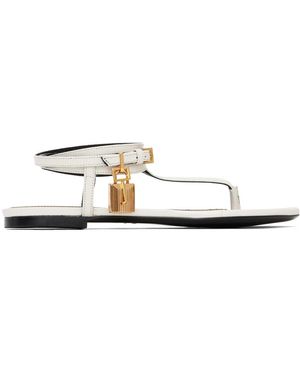 Tom Ford ホワイト Padlock トングサンダル - ブラック