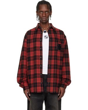 Vetements Leather Cross Flannel Shirt - Red