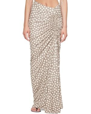 Alaïa Taupe Polka Dots Gathered Maxi Skirt - Multicolour