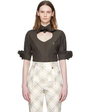 Vivienne Westwood Pinstripe Shirting S/S Toulouse Frill Shirt - Black