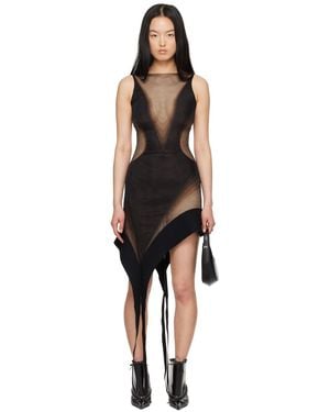 Mugler Asymmetric Mesh Dress - Women's - Polyamide/viscose/elastodiene/spandex/elastane - Black