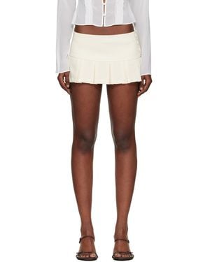 GUIZIO Off- Pleated Micro Miniskirt - White