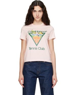 CASABLANCA Tennis Club Icon Pyramid Abduction Fitted T‑Shirt - Blue