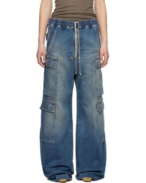 Rick Owens Hollywood Double Jumbo Belas Denim Cargo Trousers - Blue
