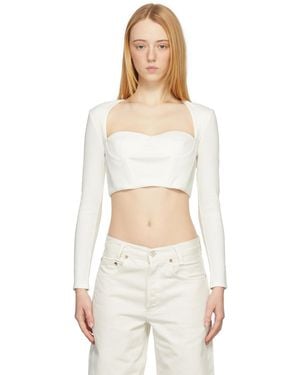 ROKH Bustiere Corset Long Sleeve T-shirt - White