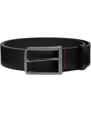 HUGO Leather Logo-buckle Belt - Black