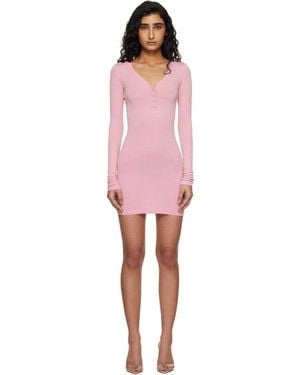 Skims Wool Rib Henley Minidress - Black