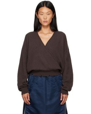 OPEN YY Wool Criss Cross Wrap Knit Sweater - Black