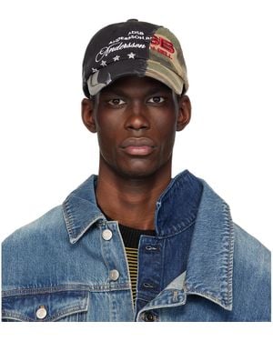 ANDERSSON BELL Khaki Camouflage Split Panelled Cap - Blue