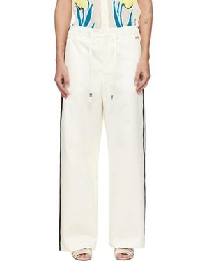 Marni Off- Stripe Straight Leg Trousers - White