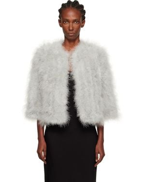 Yves Salomon Turkey-Feather Cropped Jacket - Grey