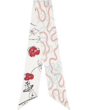 Vivienne Westwood Flower & Orb Twilly Scarf - White